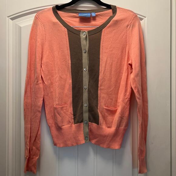 Simply Vera Vera Wang Women's Button‎ Down Cardigan Sweater Size M Orange Brown - Picture 1 of 3